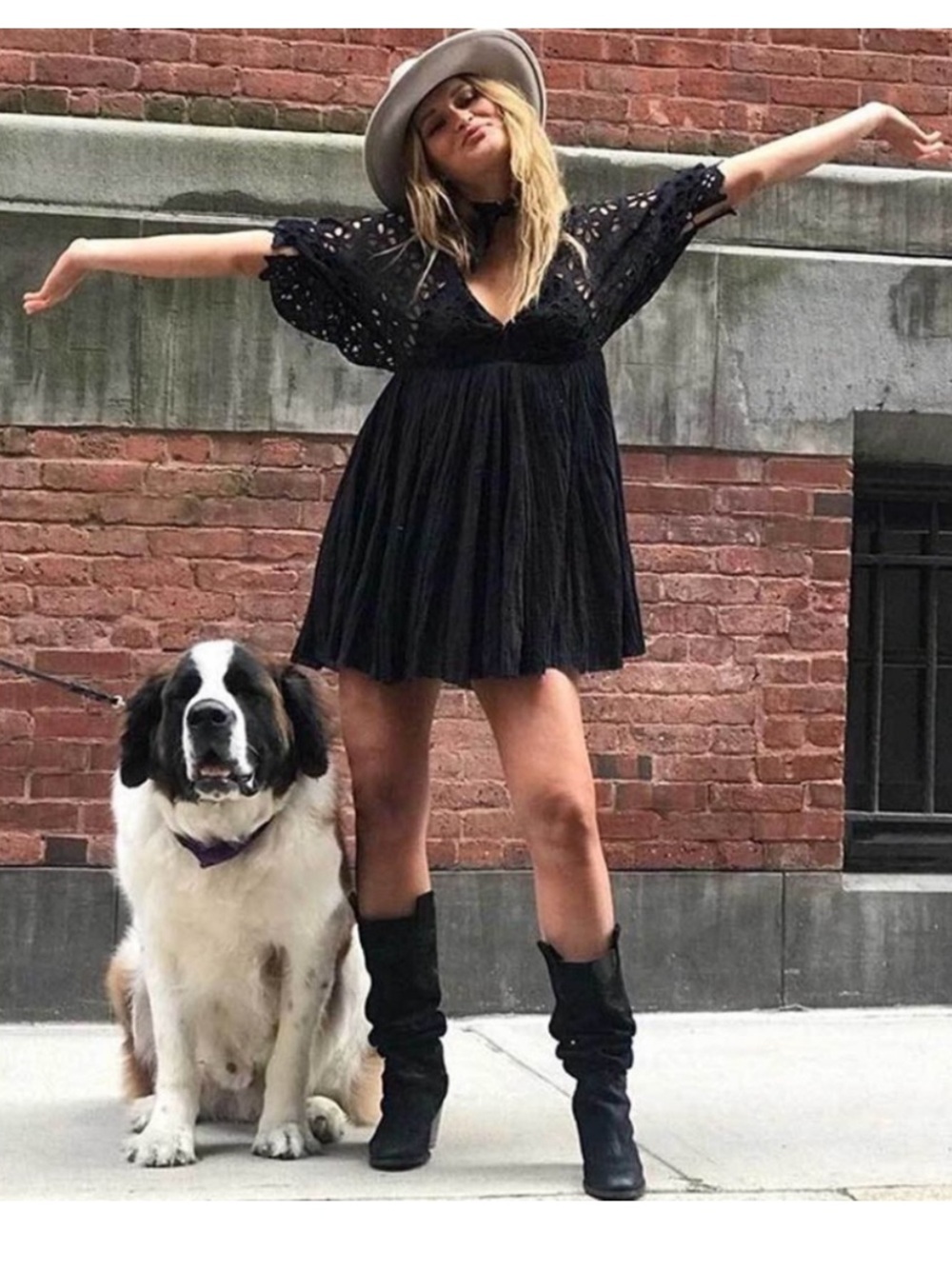 Free People Bella Note Black Floral Eyelet Deep V Mini Dress Small